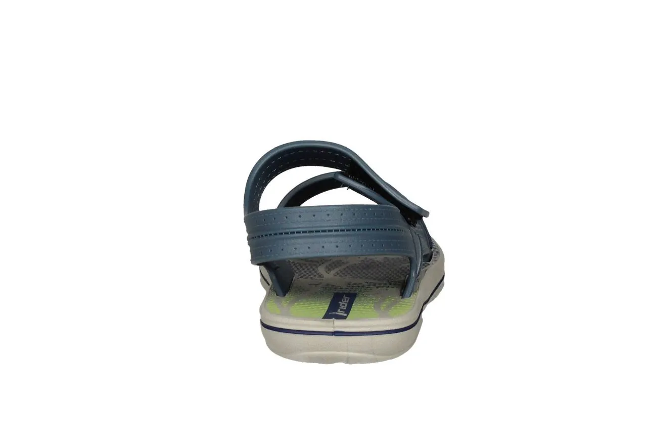 Sandalia Playa Azul Velcro Piso Gris Planta Rayas Azul/verde