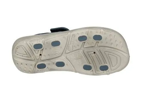 Sandalia Playa Azul Velcro Piso Gris Planta Rayas Azul/verde