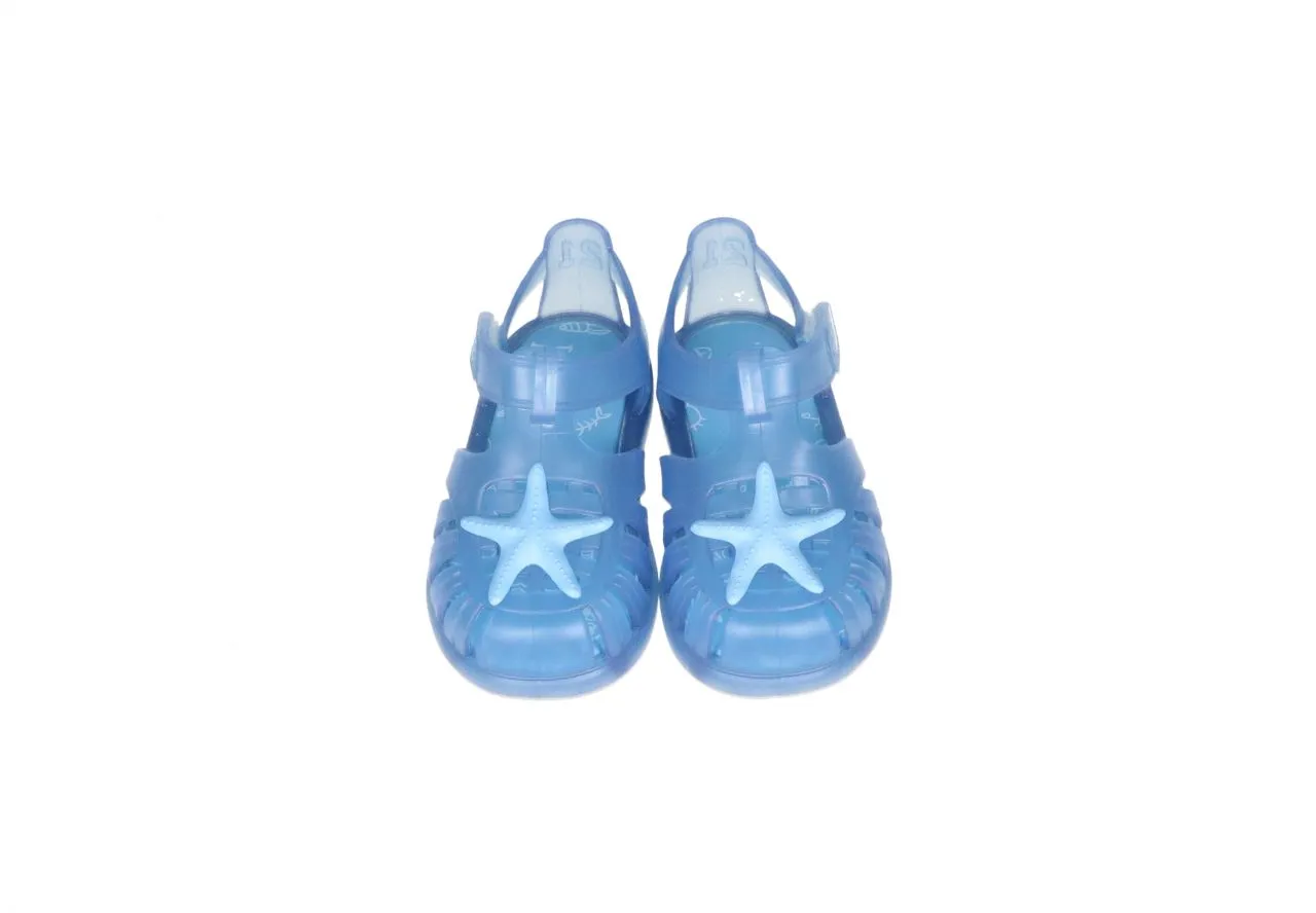 Sandalia Playa Transparente Azul Pala Estrella Celeste