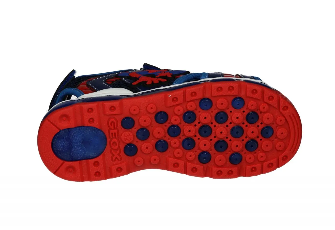 Sandalia Velcro 3 Tiras Azul Spiderman Luces