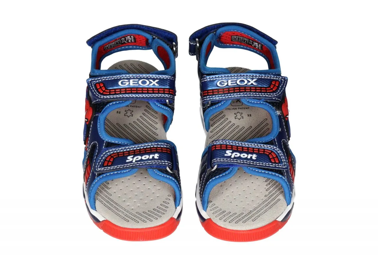 Sandalia Velcro 3 Tiras Azul Spiderman Luces