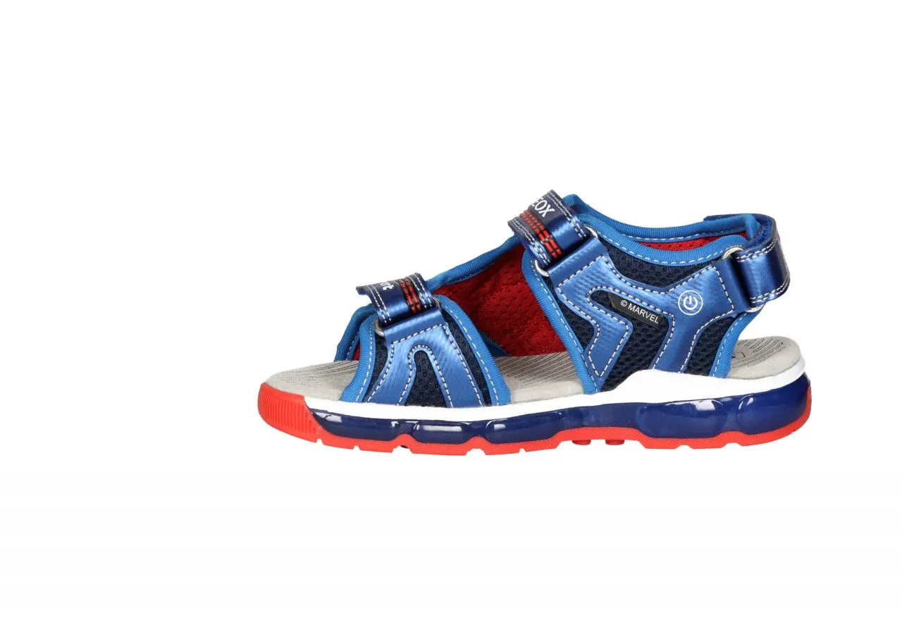 Sandalia Velcro 3 Tiras Azul Spiderman Luces