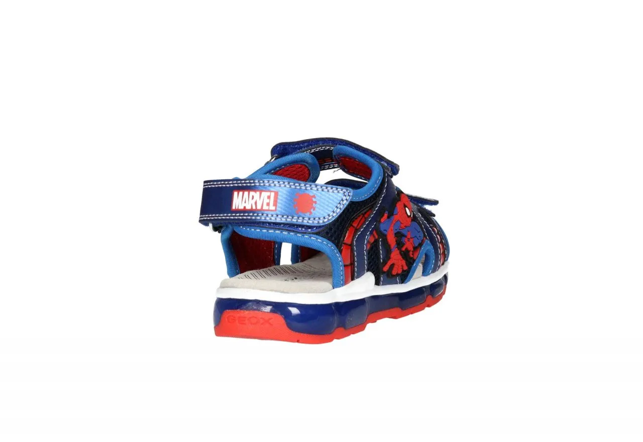 Sandalia Velcro 3 Tiras Azul Spiderman Luces