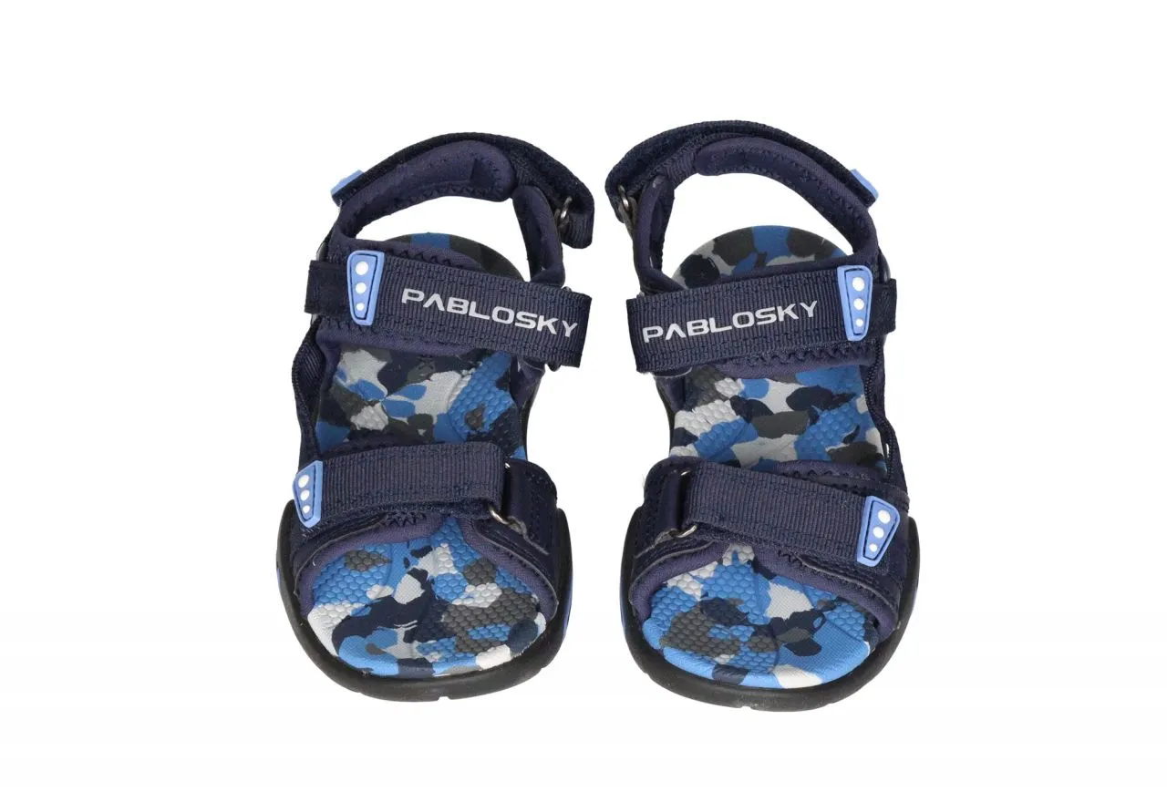 Sandalia Velcros Tres Tiras Azul Planta Camuflaje