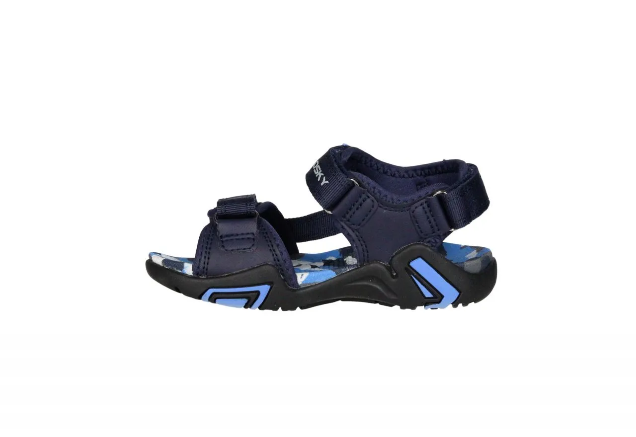 Sandalia Velcros Tres Tiras Azul Planta Camuflaje