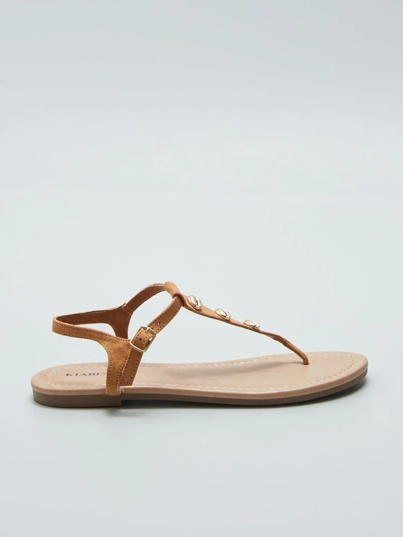 SANDALIAS CON CONCHAS  MARRON