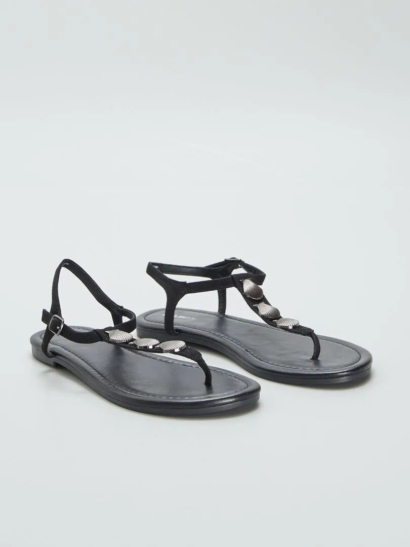 SANDALIAS CON CONCHAS  NEGRO