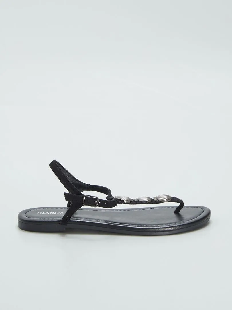 SANDALIAS CON CONCHAS  NEGRO