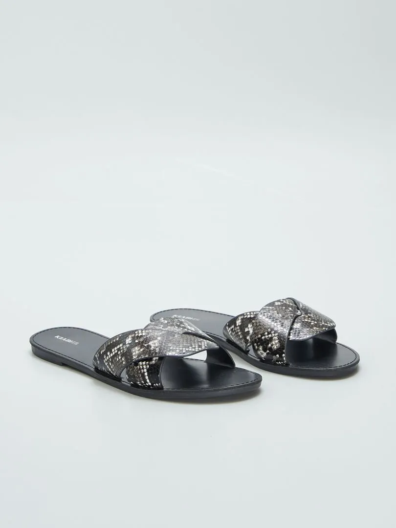 SANDALIAS CON ESTAMPADO DE LEOPARDO  NEGRO