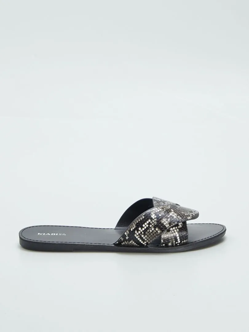 SANDALIAS CON ESTAMPADO DE LEOPARDO  NEGRO
