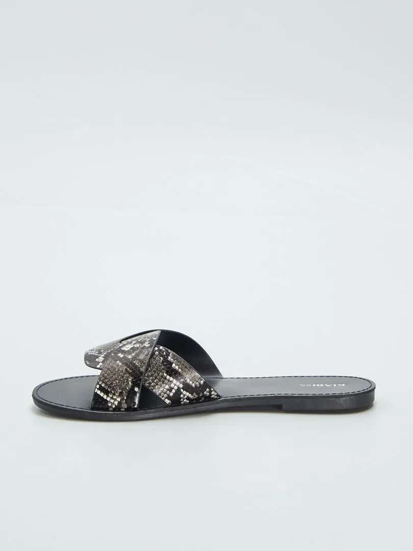 SANDALIAS CON ESTAMPADO DE LEOPARDO  NEGRO