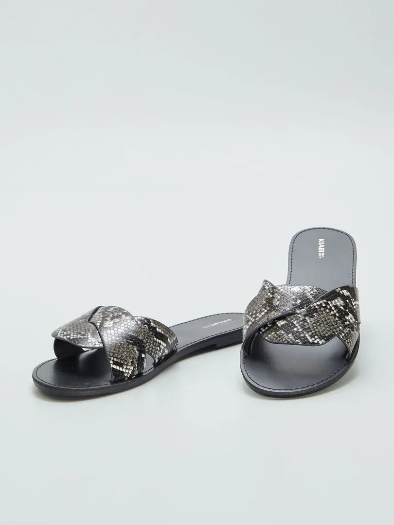 SANDALIAS CON ESTAMPADO DE LEOPARDO  NEGRO