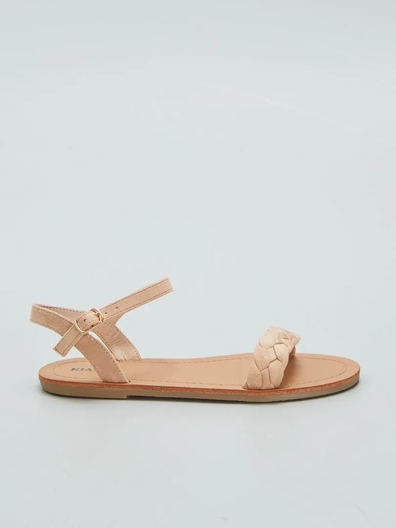 SANDALIAS CON TIRAS TRENZADAS  ROSA