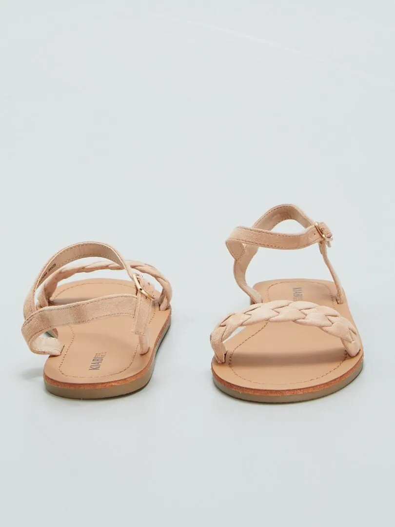 SANDALIAS CON TIRAS TRENZADAS  ROSA