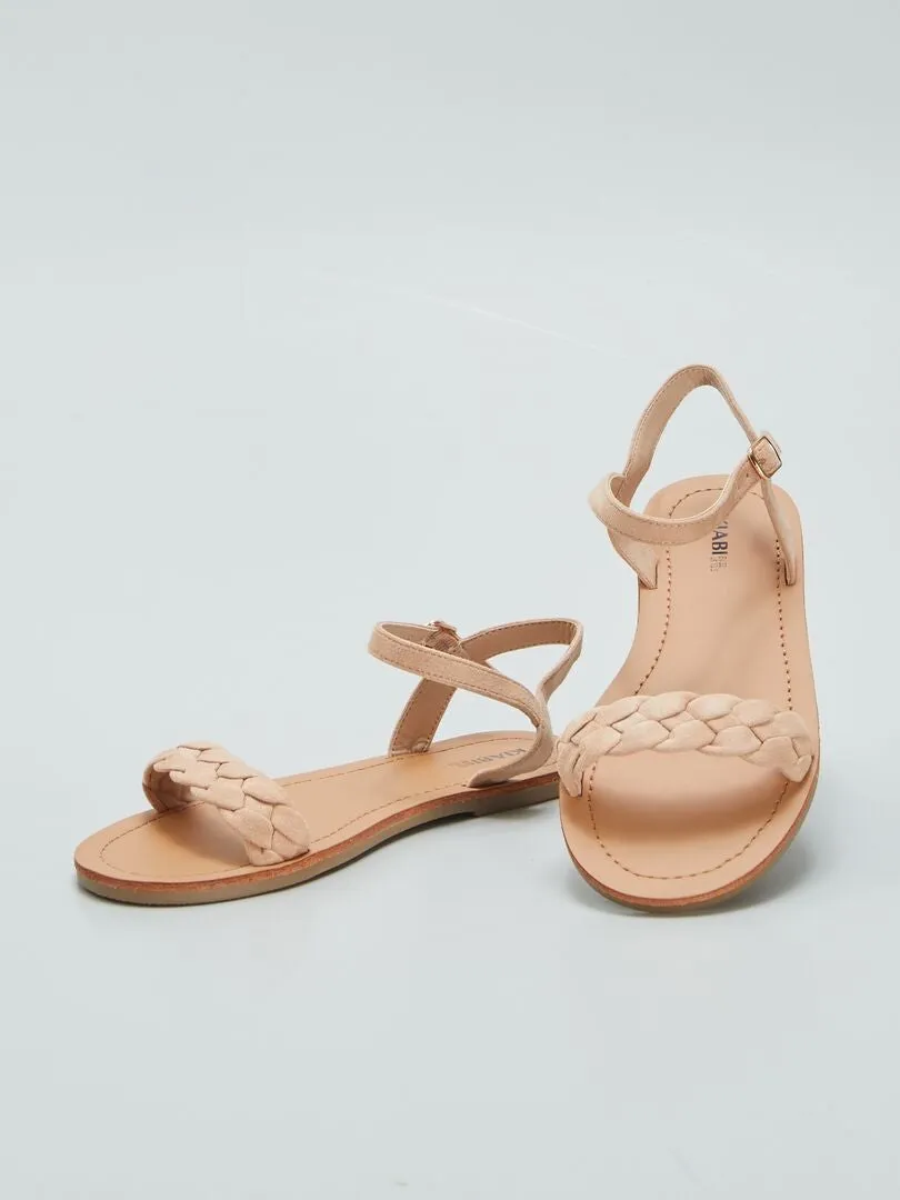 SANDALIAS CON TIRAS TRENZADAS  ROSA