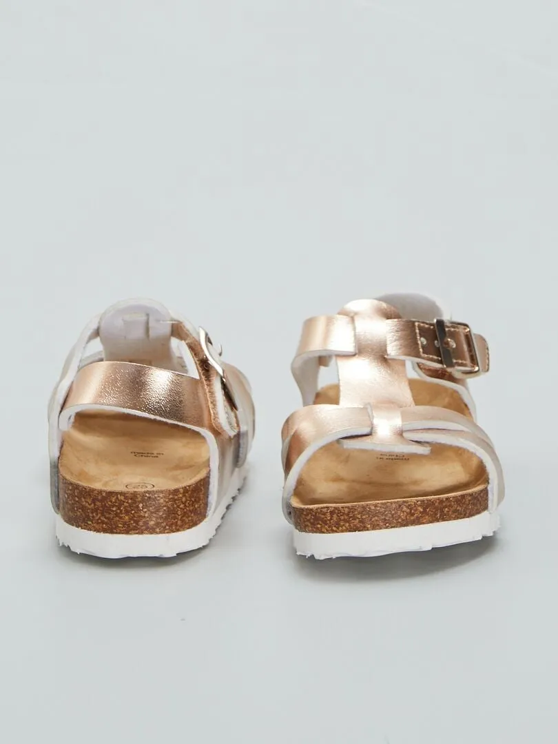 SANDALIAS DE EFECTO METALIZADO  ROSA