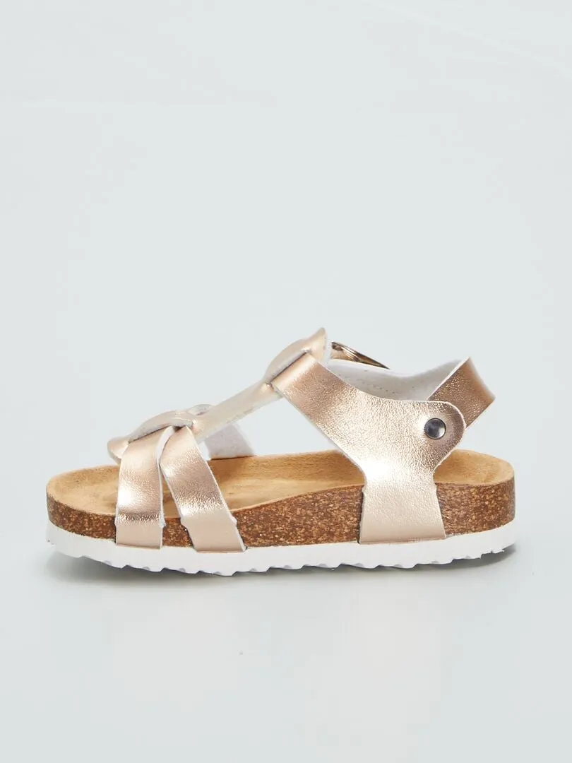 SANDALIAS DE EFECTO METALIZADO  ROSA