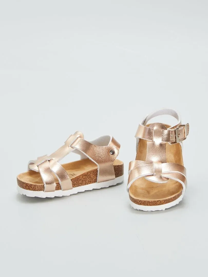 SANDALIAS DE EFECTO METALIZADO  ROSA