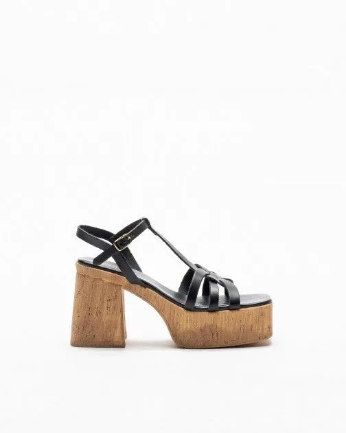 Sandalias de tacón alto PROF Tania Negro