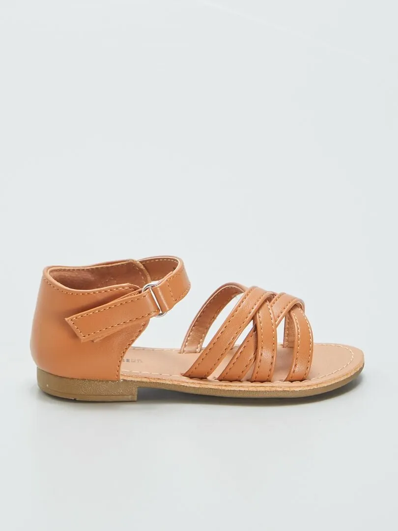 SANDALIAS DE TIRAS CRUZADAS  MARRON