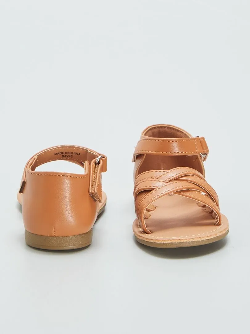 SANDALIAS DE TIRAS CRUZADAS  MARRON