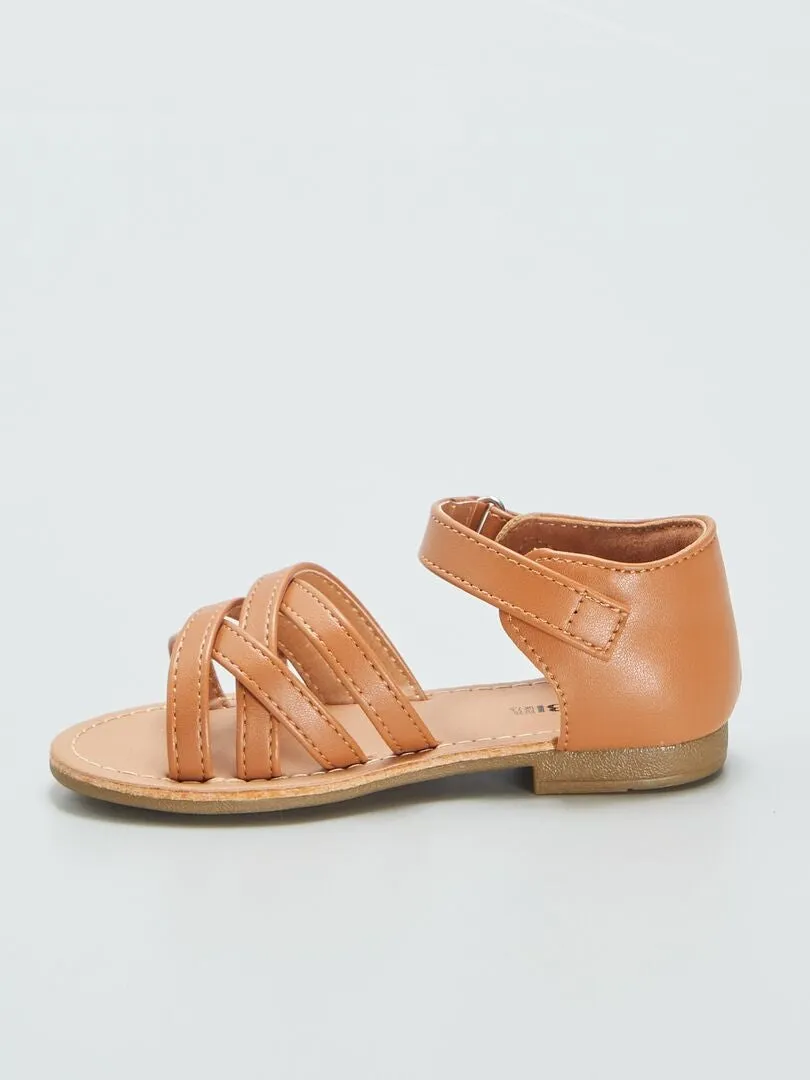 SANDALIAS DE TIRAS CRUZADAS  MARRON