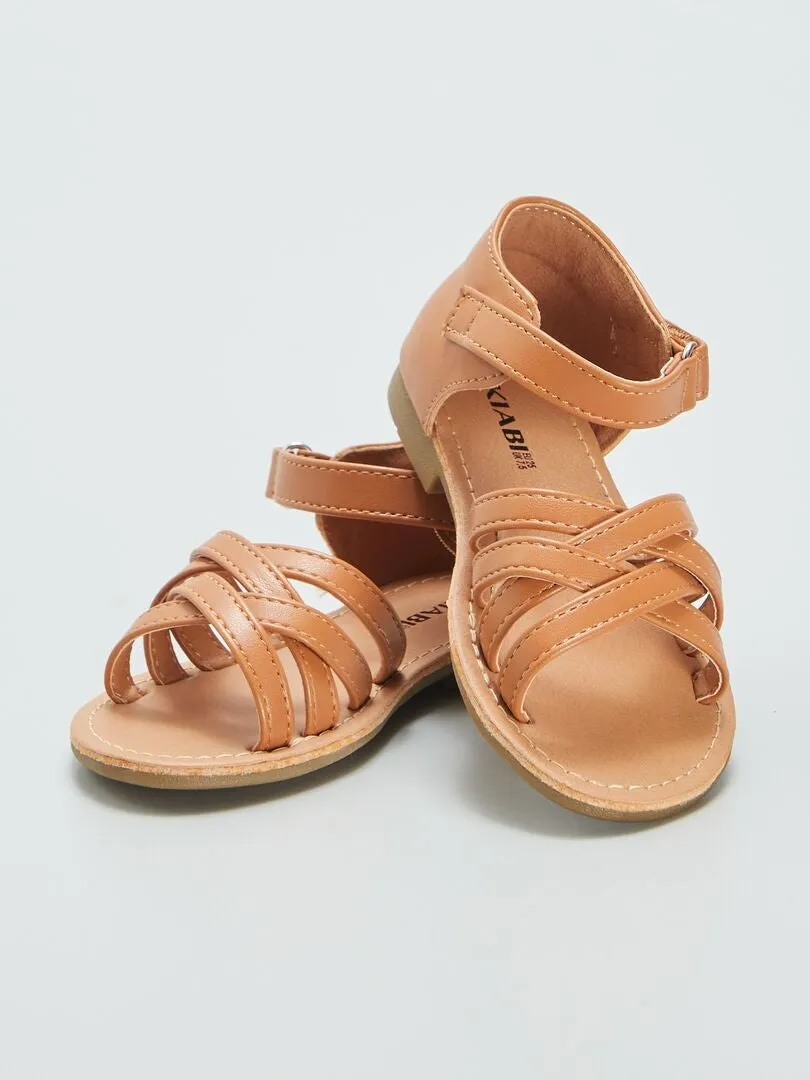 SANDALIAS DE TIRAS CRUZADAS  MARRON