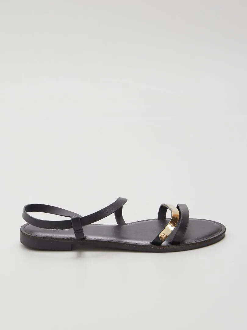 SANDALIAS NEGRAS CON DETALLE DORADO  NEGRO