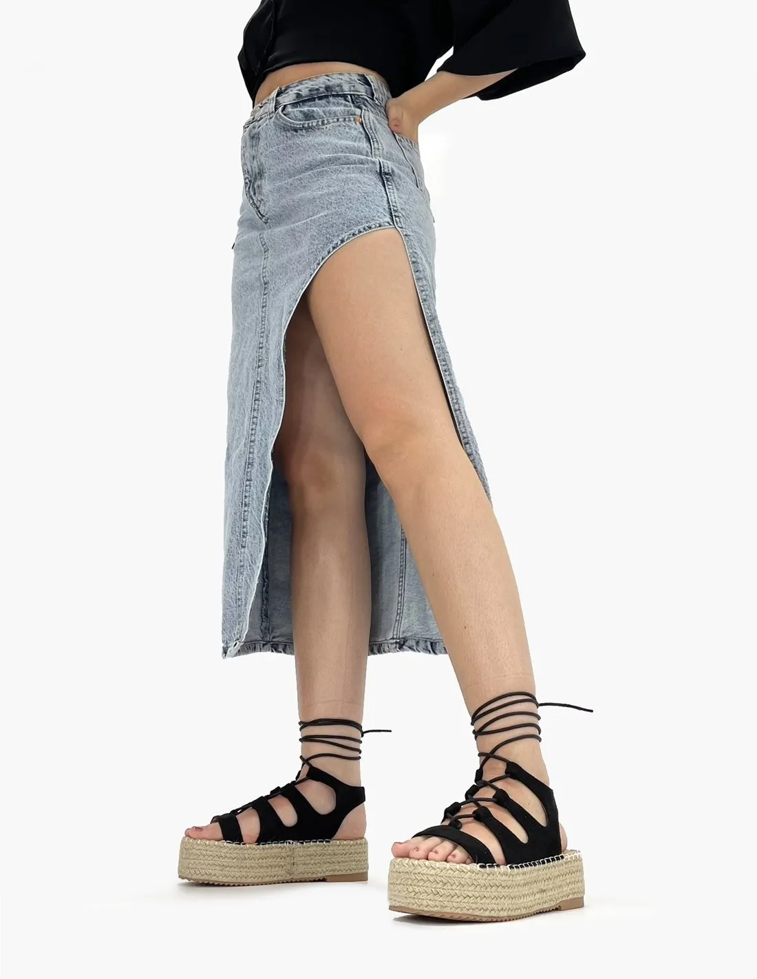 Sandalias negras cordel | Voyeur