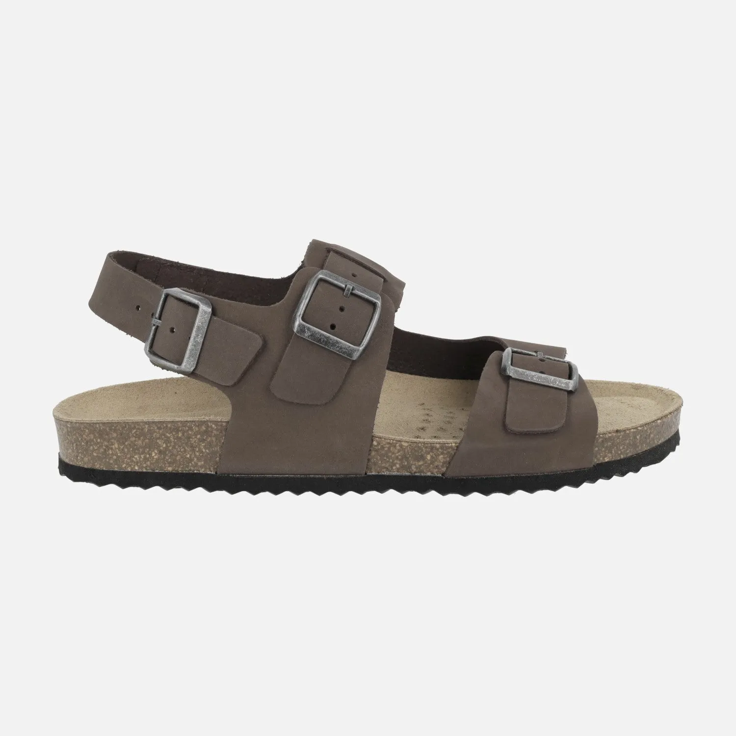 Sandalias para hombre Ghita en nobuck marrón con hebillas