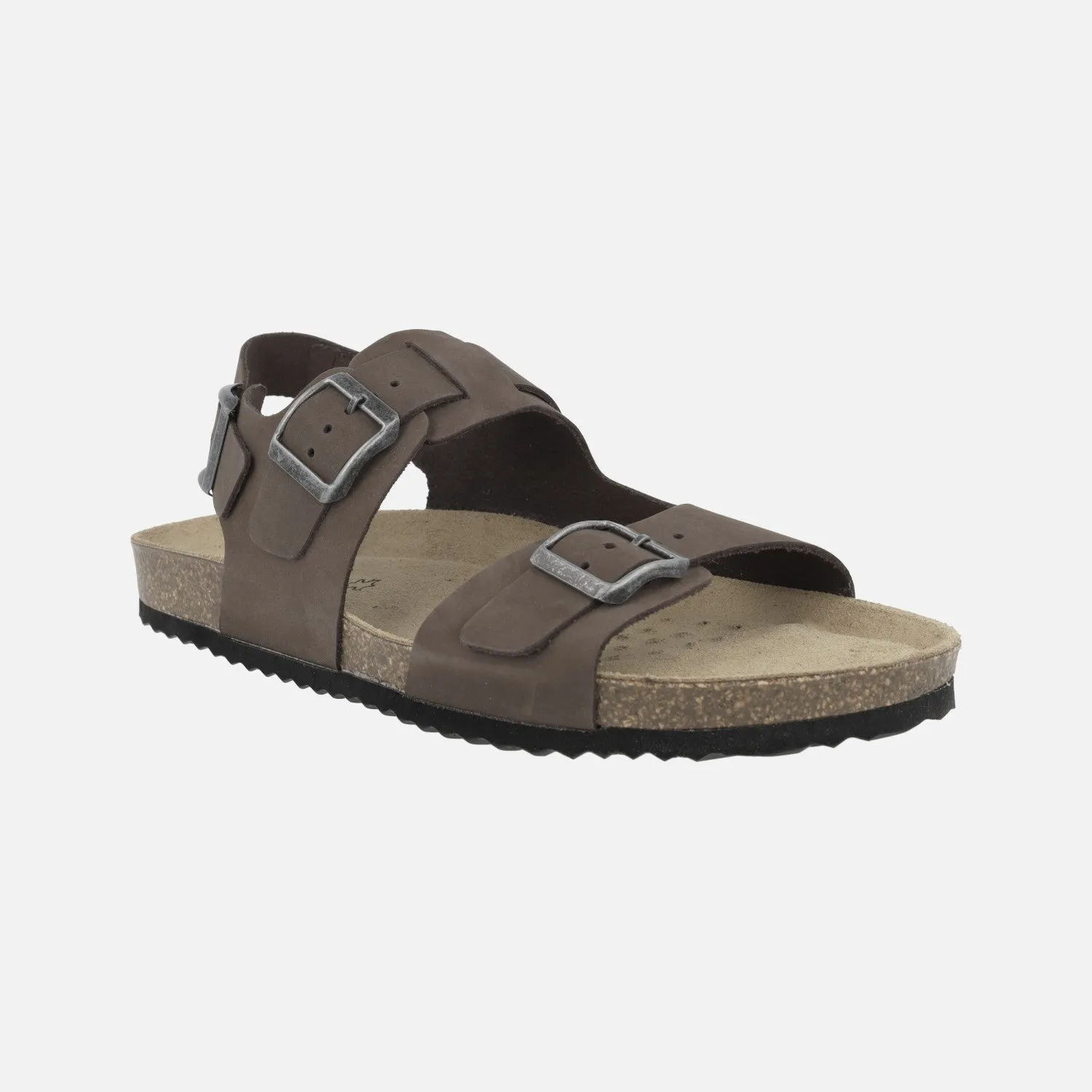 Sandalias para hombre Ghita en nobuck marrón con hebillas