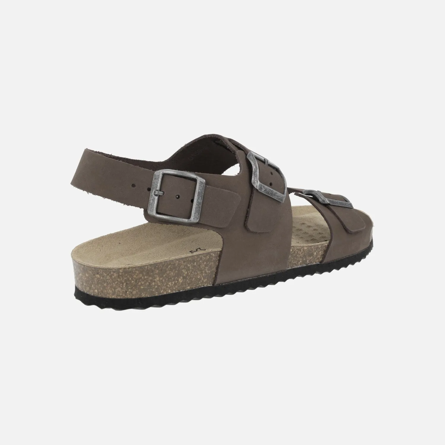 Sandalias para hombre Ghita en nobuck marrón con hebillas