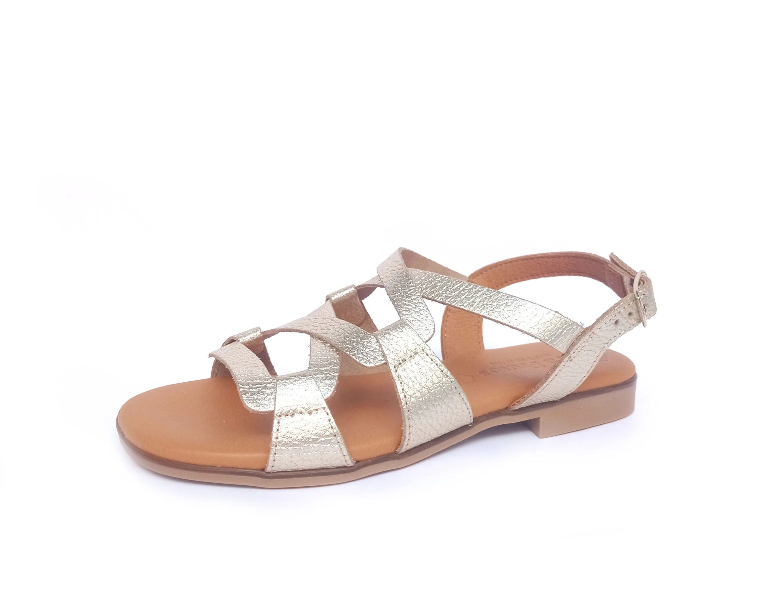 Sandalias planas de tiras cruzadas EVA FRUTOS oro