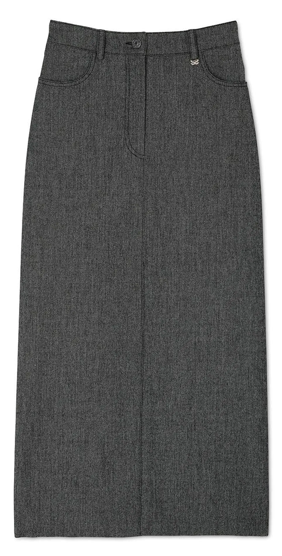 SANDRO Falda midi con abertura en gris