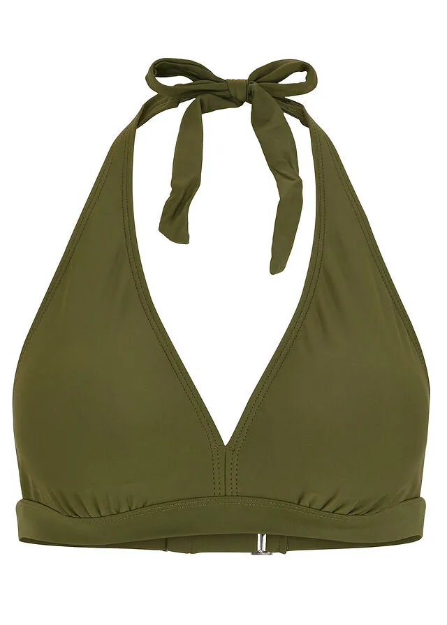 Sujetador de bikini anudado al cuello sostenible Verde oliva
