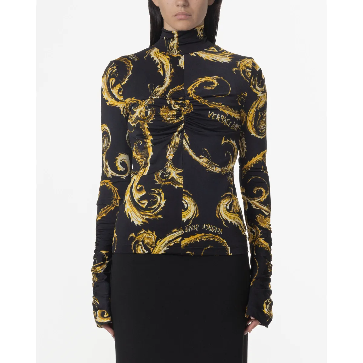 Suéter de cuello alto Versace Jeans Couture 77HAH2A5 dorado