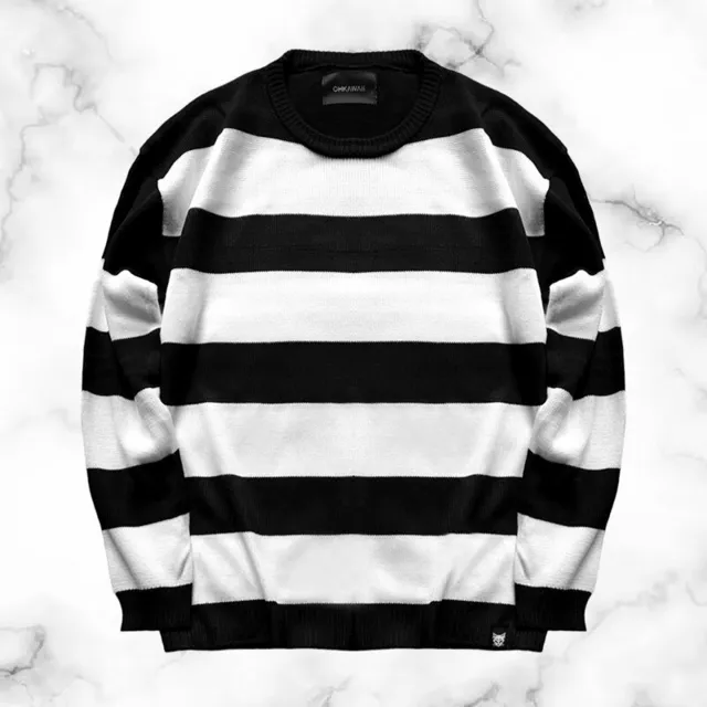 Sweater Rayado Striped Oversize B/N