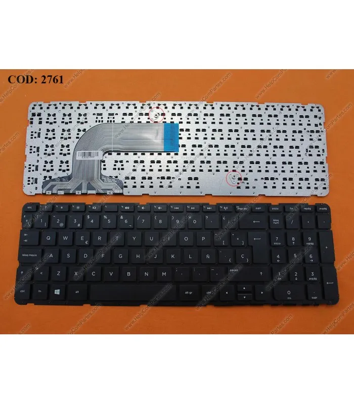 TECLADO HP 250 255 256 G3 /15S 15E 15G 15H 15R 15T 15Z 15ZG 15TR 15TN 15ZN 15ZE 17F NO MARCO WIN8 BK SP