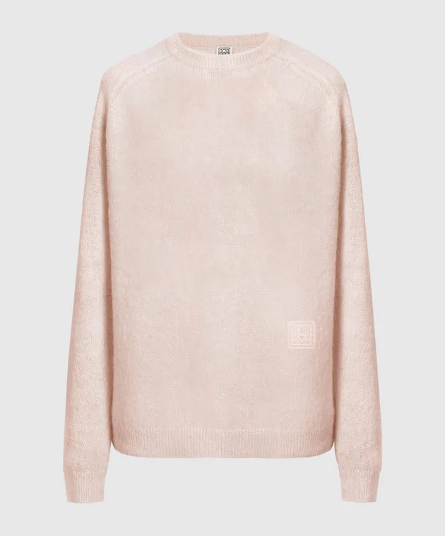 Toteme Pink logo sweater in wool, cashmere and silk