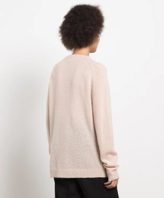 Toteme Pink logo sweater in wool, cashmere and silk