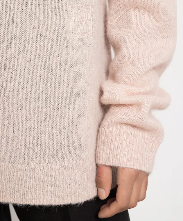 Toteme Pink logo sweater in wool, cashmere and silk