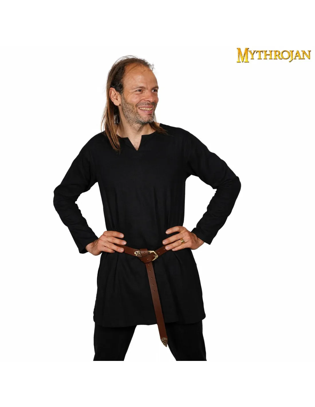 Túnica negra medieval para niños modelo Raider