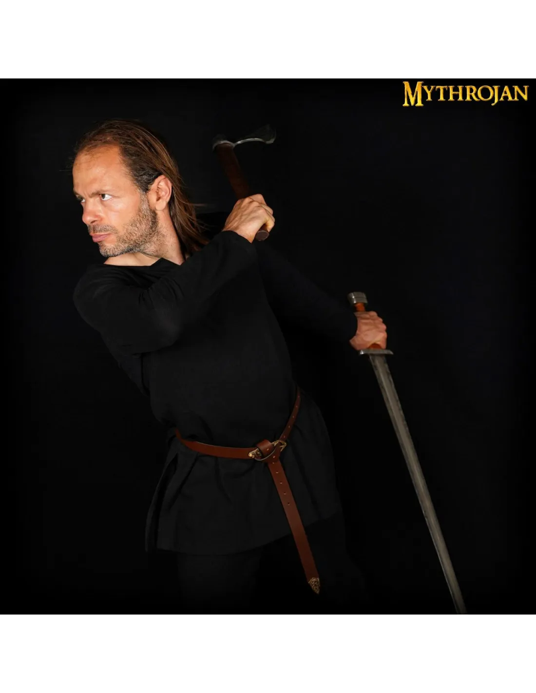 Túnica negra medieval para niños modelo Raider