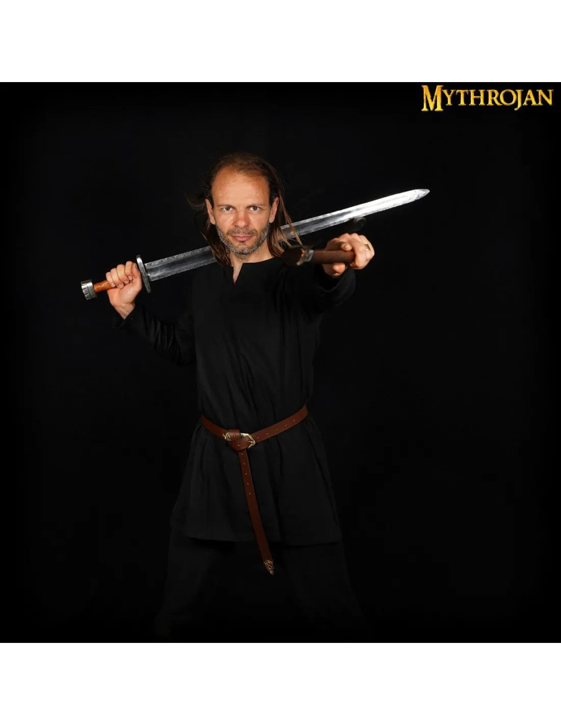 Túnica negra medieval para niños modelo Raider