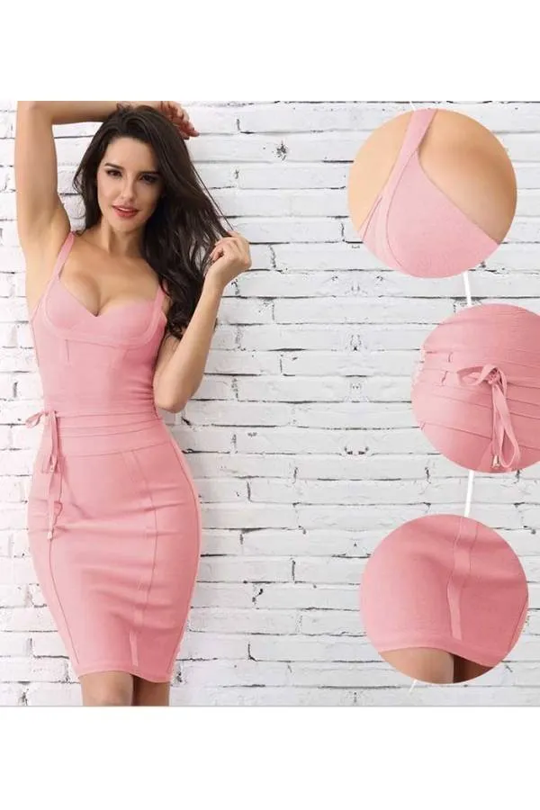 Vestido Bandage tirantes cinturón Emilia