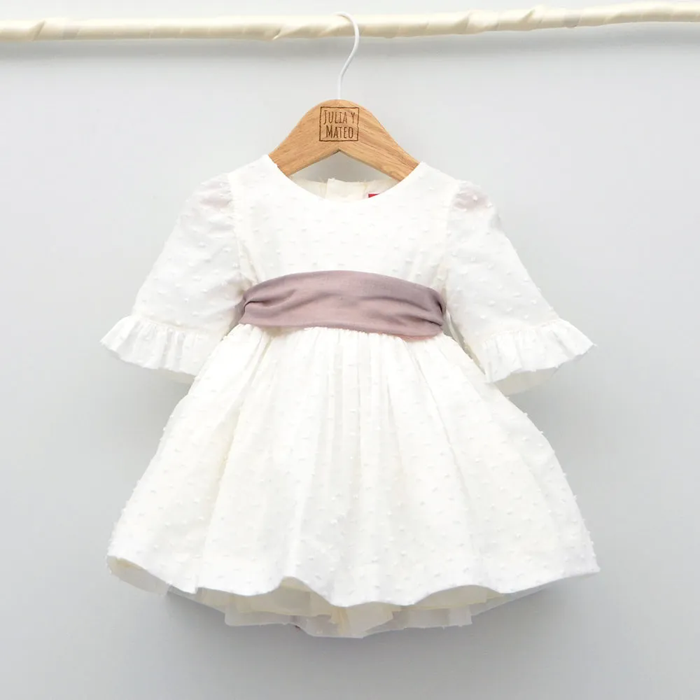 Vestido bebés plumeti Isabel con capota