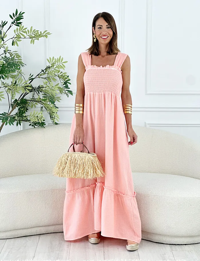 Vestido bella bambula melocoton