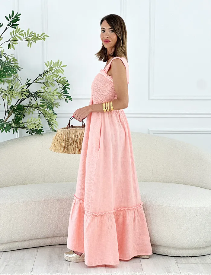 Vestido bella bambula melocoton