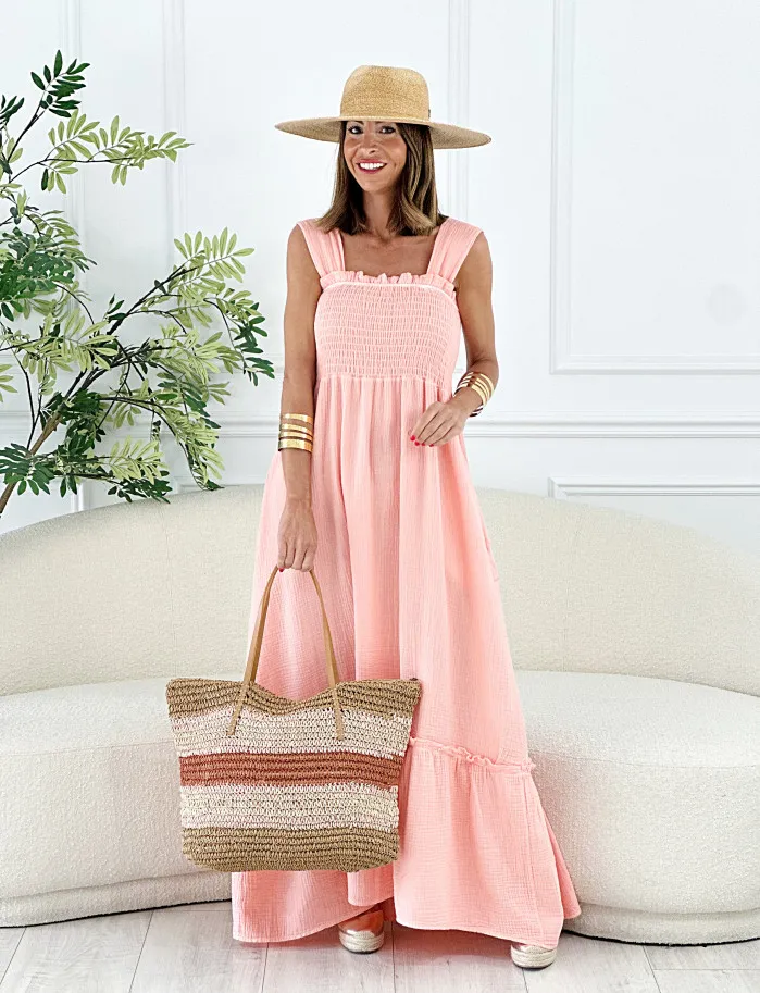 Vestido bella bambula melocoton