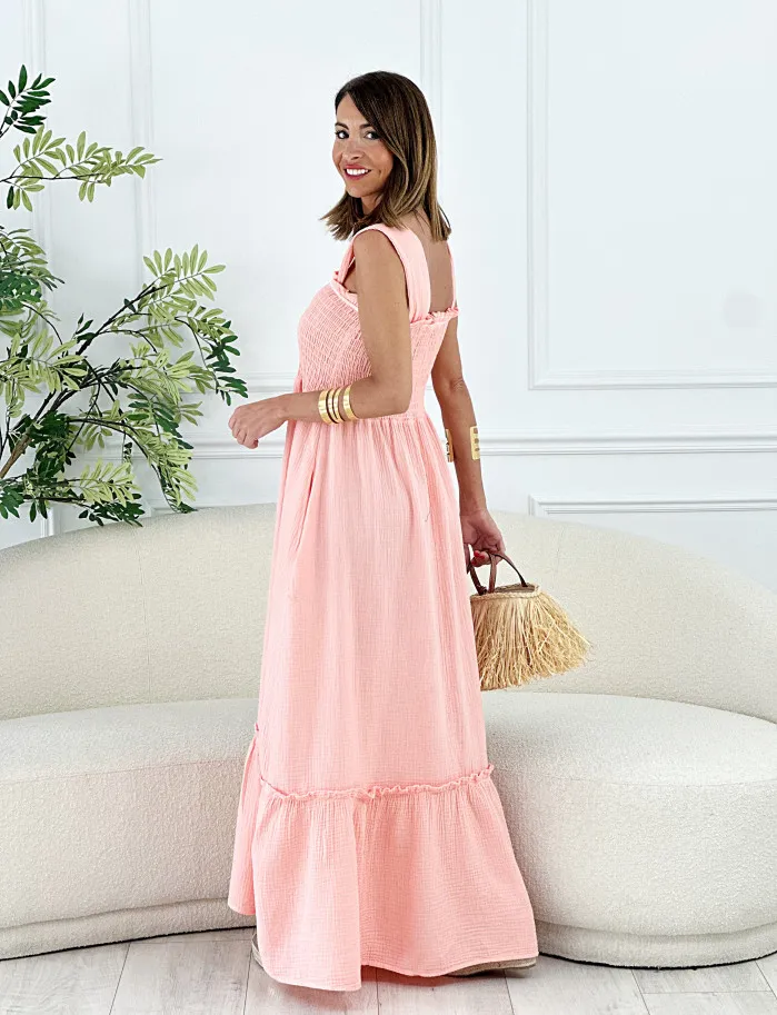 Vestido bella bambula melocoton